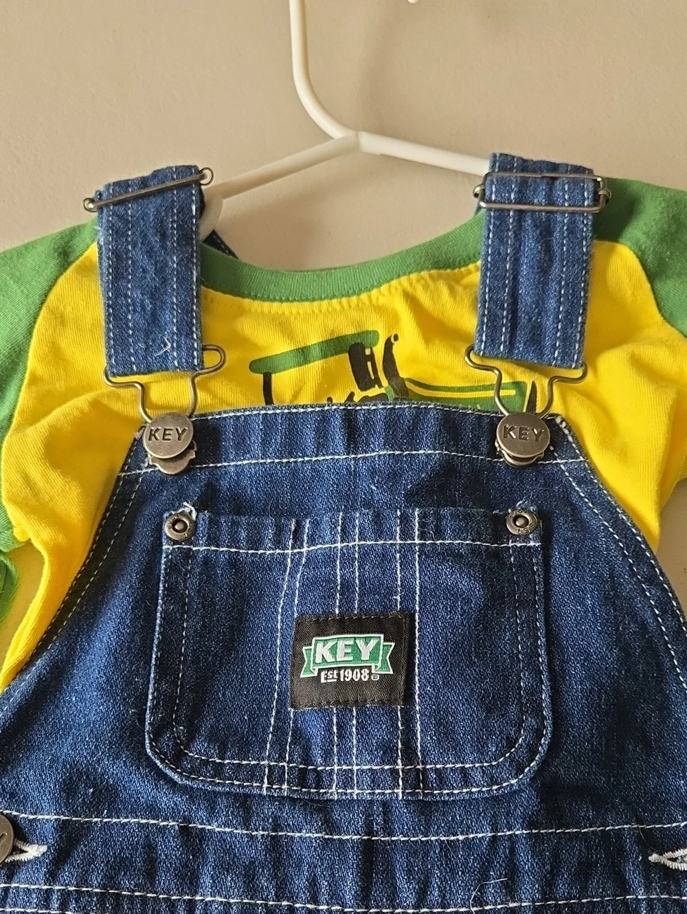 KEY Overalls With A JOHN  DEERE Shirt, 12M
